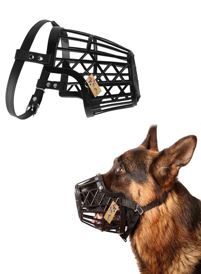 Western Era Adjustable Strap Muzzle Cum Basket Cage Cum Pet Safety Collar Cum Mouth Cover for Dog/Puppy. (Black) (Small) - Image 1